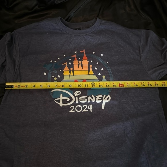 Disney 2024 graphic blue tee with rainbow castle and Minnie Mouse mens size M - Picture 5 of 7
